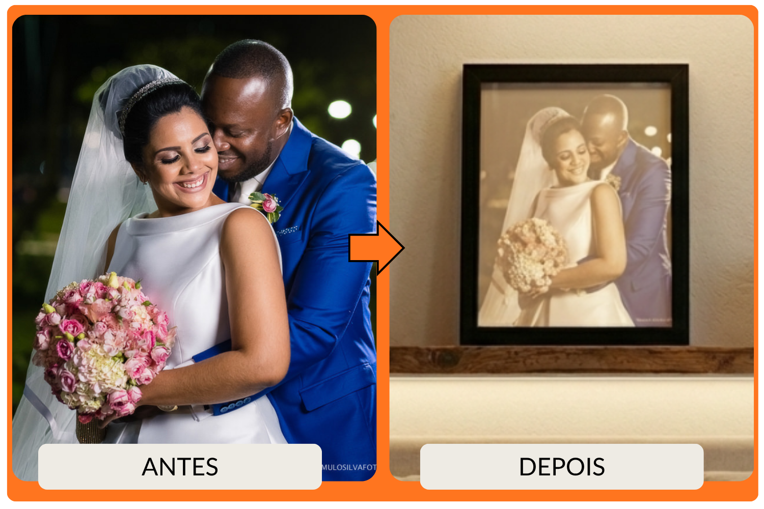 Casal de noivos transformado em MemoLight